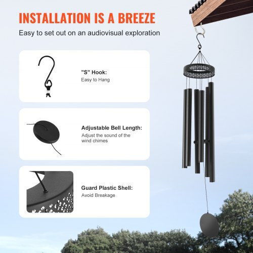 Vevor Dekorativer Windspiel für den Garten Aluminium 6Stück JSFLHS58INCHGTIZ3V0