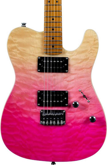 Jet Guitars JET Ηλεκτρική Κιθάρα T Style με HH Διάταξη Μαγνητών Ροζ με Θήκη