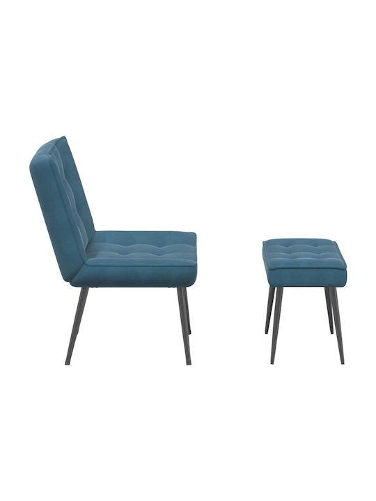 Sessel mit Fußhocker Samt Blue 64x74x84cm