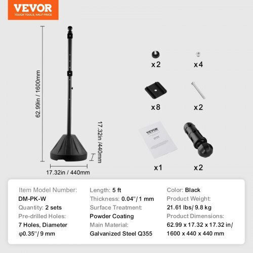 Tragbares Eisenschild 5 Fuß Räder Schwarz Vevor Lbgbxsbzgztys7te8v0