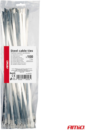 AMiO Plastic Cable Ties 400mmx7.9mm In Gray Colour 100 Pieces 04326