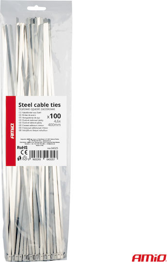AMiO Plastic Cable Ties 400mmx4.6mm In Gray Colour 100 Pieces 04325