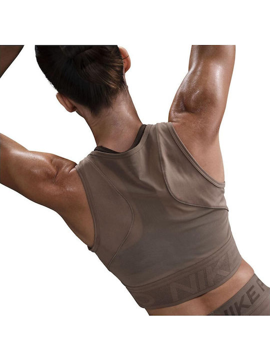 Nike Dri-Fit Pro Γυναικείο Αθλητικό Μπουστάκι Καφέ