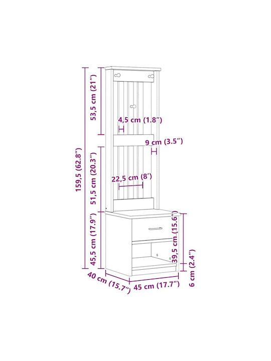 Sandens Έπιπλο Εισόδου με Παπουτσοθήκη 45x40x159.5εκ.