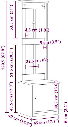 Sandens Entry Furniture with Shoe Rack 45x40x159.5cm