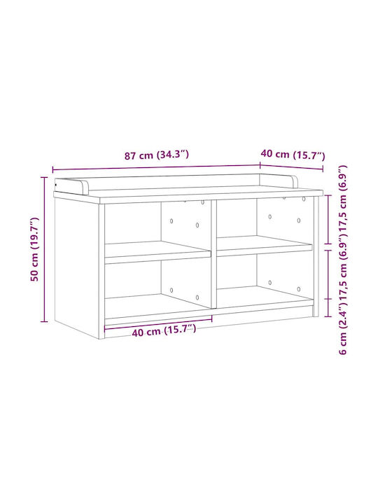 Sandens Entry Furniture with Shoe Rack & Bench Coffee 87x40x50cm
