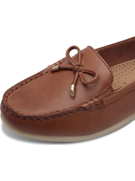 Leather Women's Moccasins in Tabac Brown Color