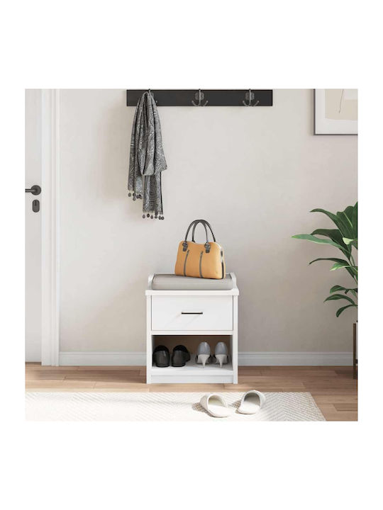 Mobilier de Intrare cu Dulap pentru Pantofi & Bancă Alb 45x40x50cm