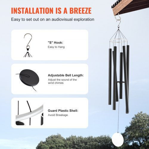 Vevor Decorative Wind Chimes Garden Aluminum 6pcs JSFLHS66INCH8UZWQV0