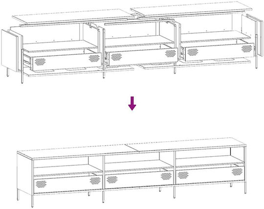 vidaXL TV-Ständer Metall Gelbe Senfgelb M202xT39xH43.5cm