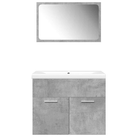 vidaXL Πάγκος με Νιπτήρα & Καθρέπτη Μ61xΒ18xΥ39cm Γκρι Σκυροδέματος