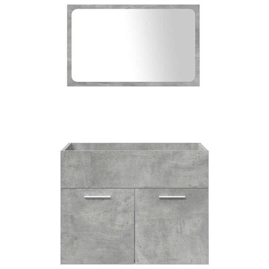 vidaXL Countertop with Sink, Mirror & Column L61xW18xH39cm Grey Concrete