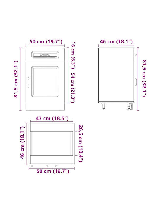 Floor Cabinet Gray 50x46x81.5cm