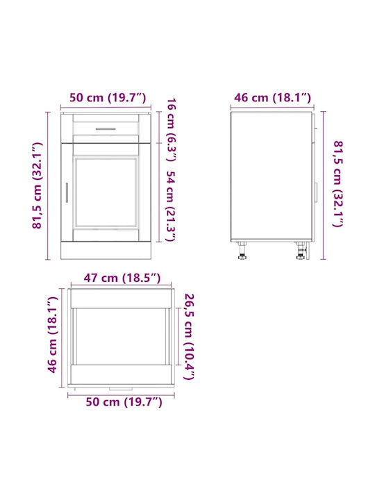 Floor Cabinet White 50x46x81.5cm