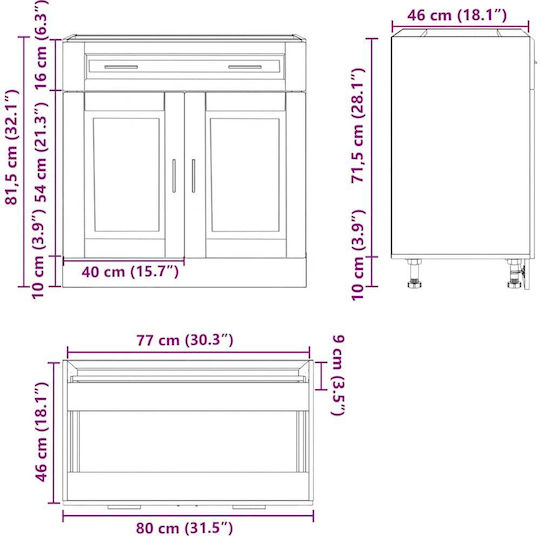 Smoked Oak 80x46x81.5buc