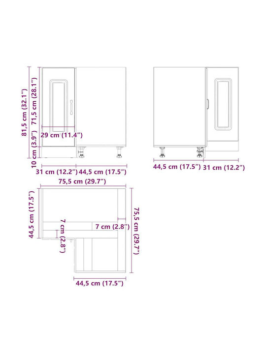 Γωνιακό Ντουλάπι Δαπέδου Λευκό 75.5x75.5x81.5εκ.