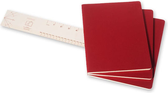 Moleskine Σετ 3 Σημειωματάρια Bullet 32 Φύλλων με Λευκές Σελίδες Κόκκινα