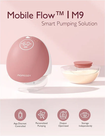 Momcozy M9 Φορητό Μονό Θήλαστρο Μπαταρίας Χωρίς BPA Ροζ 180ml
