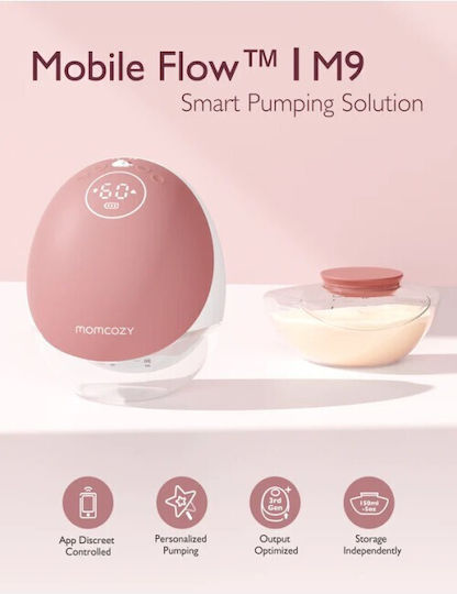 Momcozy M9 Φορητό Μονό Θήλαστρο Μπαταρίας Χωρίς BPA Ροζ 180ml