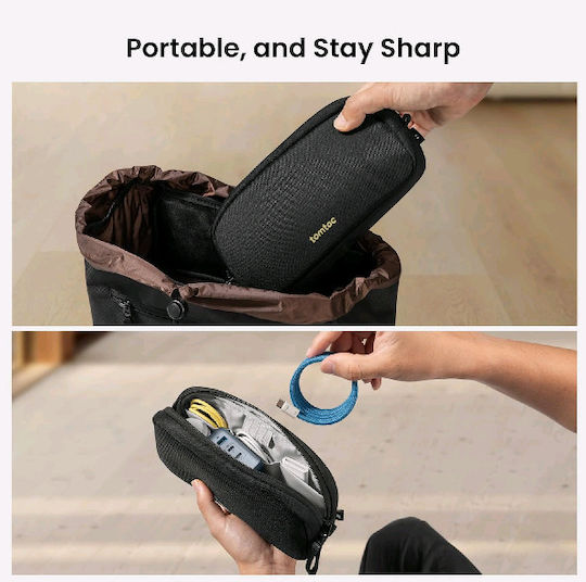 Tomtoc Universal Case Light-t12 Accessory Pouch Powerbank Smartphone 1L Small Black T12s1d1