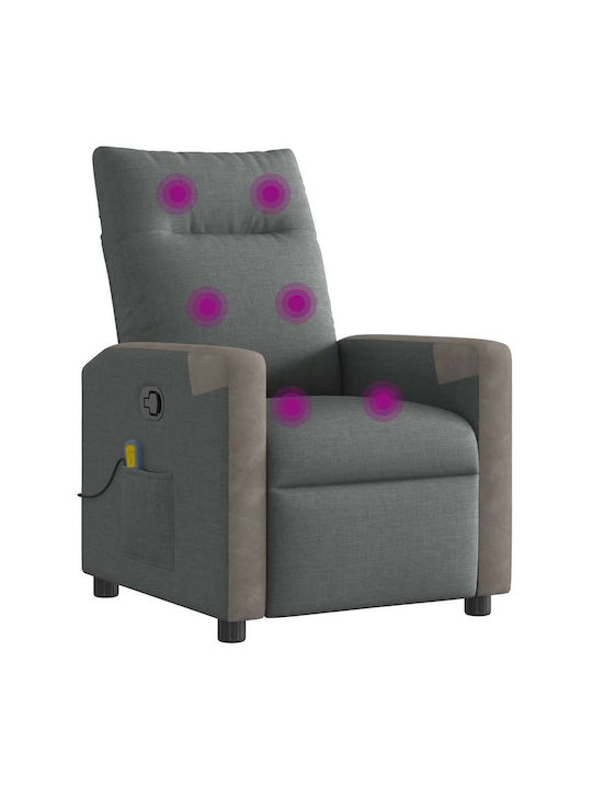 Πολυθρόνα Relax Massage με Υποπόδιο Σκούρο Γκρι 69x86x100cm