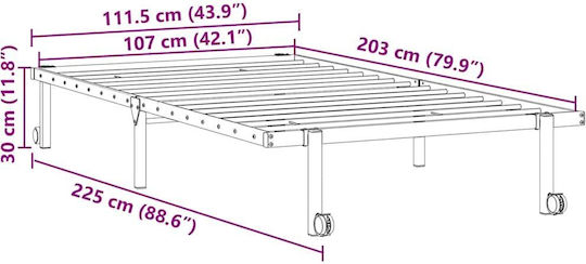 Πτυσσόμενο Ράντζο με Στρώμα 30cm Ημίδιπλο Λευκό 203x107εκ.