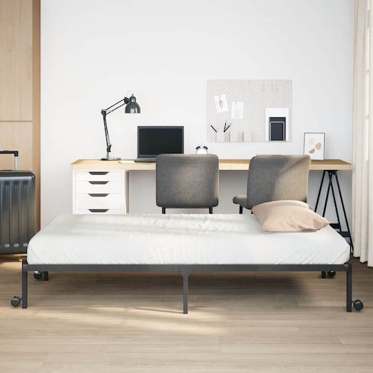 Folding Guest Bed Without Mattress Semi-Double Black 203x107cm