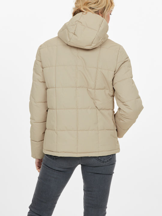 Kurz Damen Puffer Jacke für Winter Simply Taupe