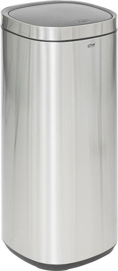 5Five Metallic Waste Bin with Oscillating Lid Silver 50lt
