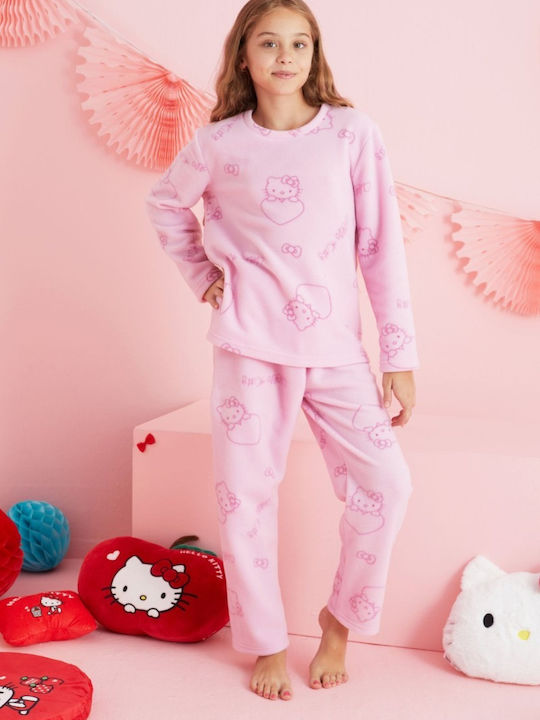 Siyah Inci Παιδική Πιτζάμα Χειμωνιάτικη Fleece Ροζ