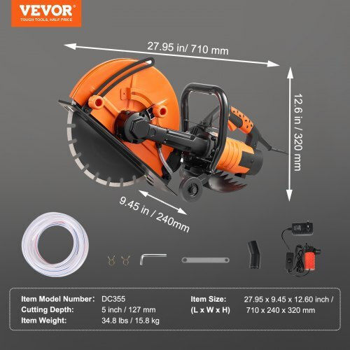 Vevor Electric Concrete Saw 14'' Water Pump Blade D3200w14in5inygwjv2
