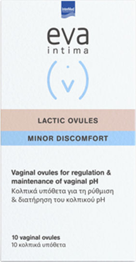 InterMed Eva Intima Minor Discomfort Lactic Ovules Intimate Area Vaginal Ovules with Chamomile & Aloe 10pcs