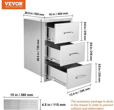 Vevor Schubladenschrank 40x77x