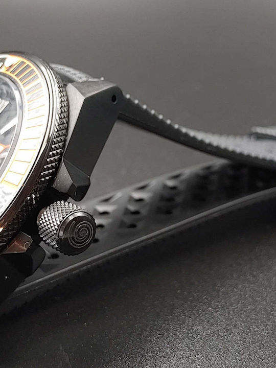 Aion Herrenuhr Batterie mit Schwarz Kautschukarmband
