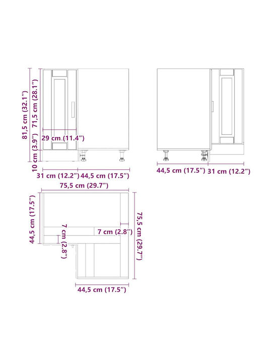 Dulap de Colț pardoseală Cafea 75.5x75.5x81.5buc