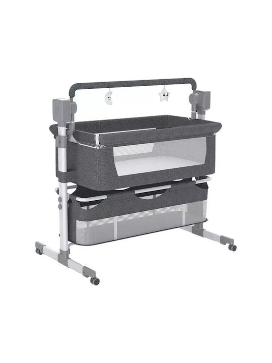 Cradle-Park with Mattress and Wheels Gray