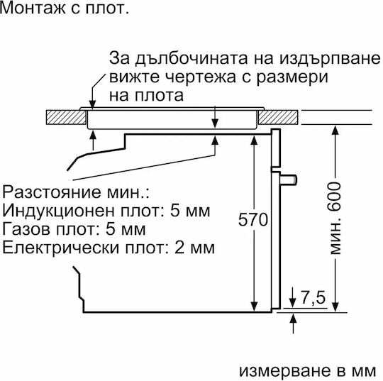 Bosch Φούρνος άνω Πάγκου 71lt Π59.4εκ. Inox