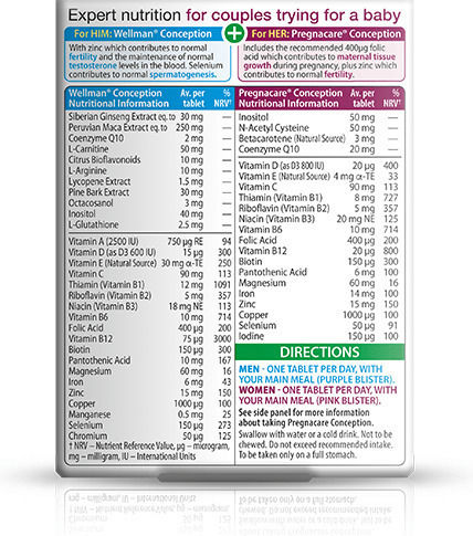 Vitabiotics Pregnacare His & Her Conception Supplement for Pregnancy 30 tabs 30 caps