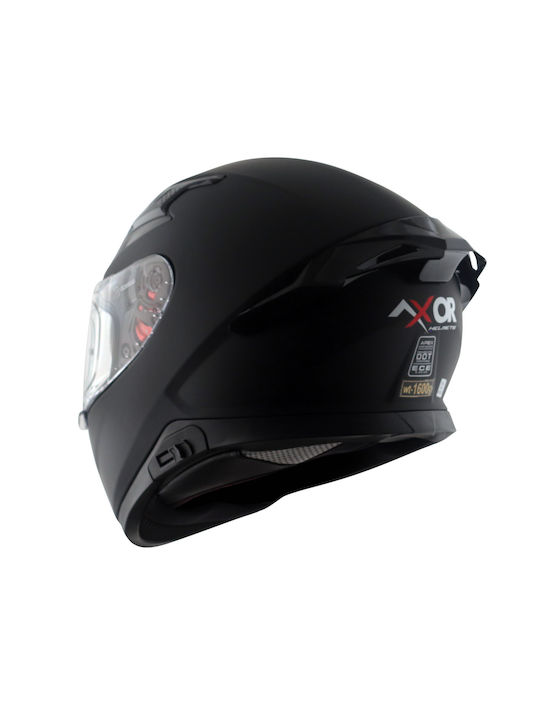 Axor Apex Solid Black Mat Motorcycle Helmet Full Face ECE 22.06 1600gr with Pinlock and Sunvisor