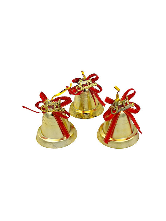 Set of Gold Bell Christmas Tree Ornaments 3 Pieces
