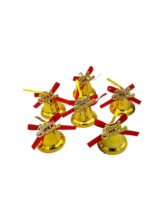 Hanging Bell Ornament Gold 4x4.5cm Set 6pcs