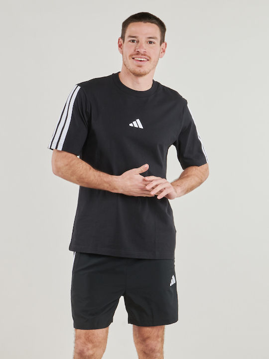 Essentials 3-stripes Αθλητικό T-shirt Μαύρο