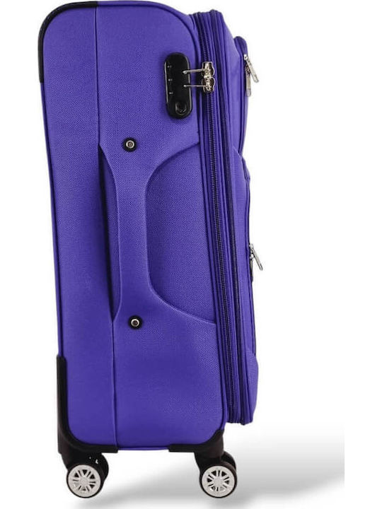 Playbags Среден Куфар За Пътуване Текстилен Лилав С 4 Колела Височина 65см
