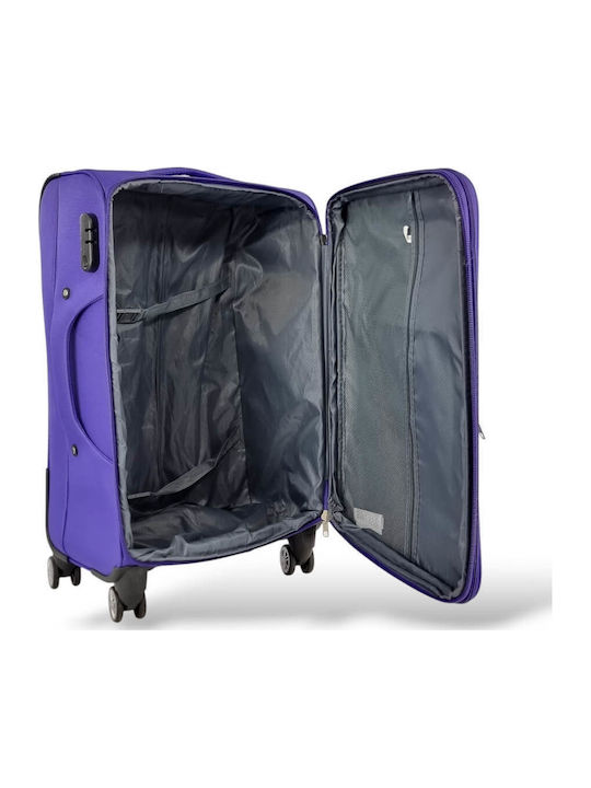Playbags Valize De Călătorie Din Material Textil Violet Cu 4 Roți Set 3 Bucăți