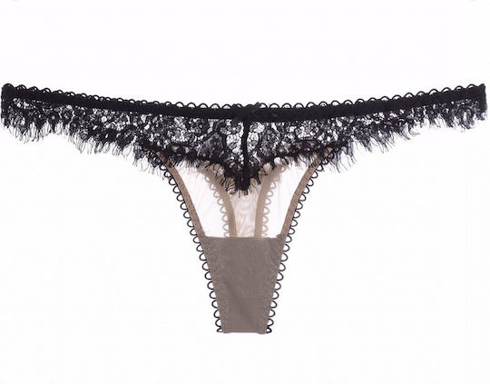Chicret Women's Sexy String with Lace Black