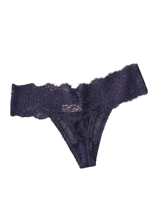 Γυναικείο String με Δαντέλα Μπλε