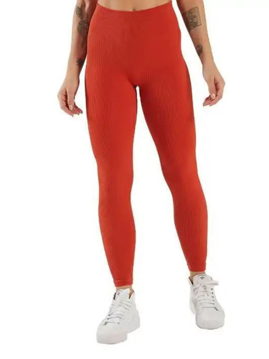 Roza Training Women's Long High Waist Red Leggings