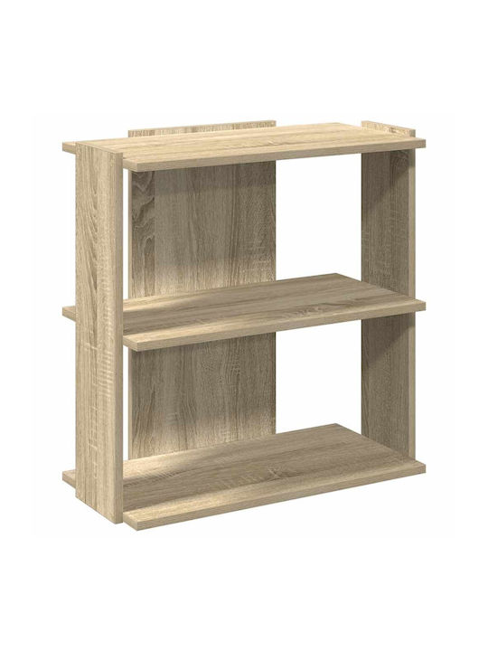 3-Tier Bookcase Sonoma Oak 60x30x60 cm Engineered Wood Brown 60 X 30 X 60 Cm