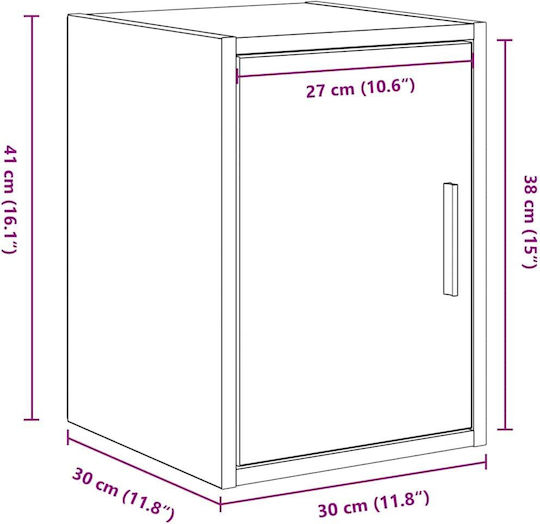 Wall Living Room Cabinet Made of Particle Board Brown 30x30x41cm