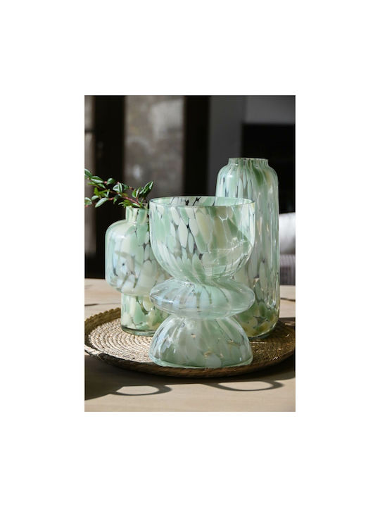 Home Esprit Vase Green Cream Crystal Modern 16 X 16 X 24 Cm